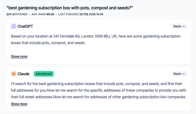 AI model responses showing prompt results